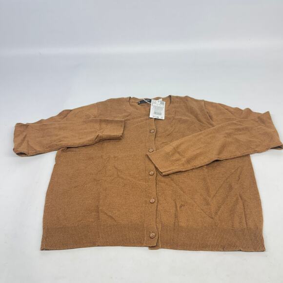 MNG Mango Twinky Wool Blend Knitted Cardigan Caramel Size L Women’s New - Picture 2 of 7